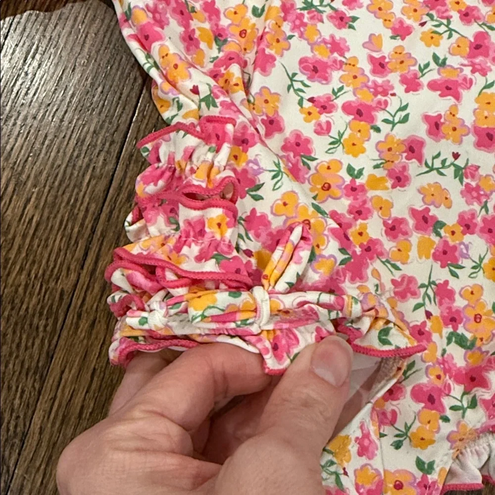 Jessica Simpson Girls Pink and Orange Floral Swimsuit 12 Months